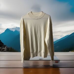 Woolen Bloom Womens Long Sleeved Pullover Sweater Plus Size XXL Cream Tight Knit